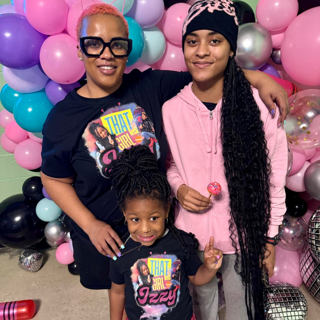 Custom printed birthday t-shirt by FamilyPrintz in Portsmouth, VA – full-color design on front. Custom print on demand. That girl LayLay theme shirts